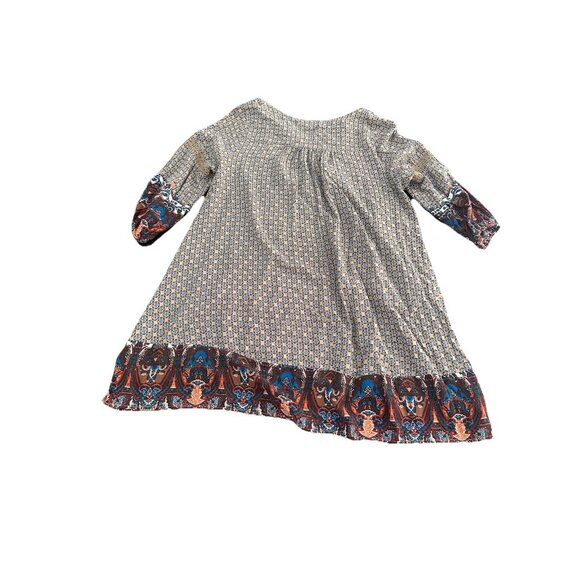 Umgee Peasant Tunic / Mini Dress Split V Neck 3/4 Sleeve Medium - Picture 3 of 3